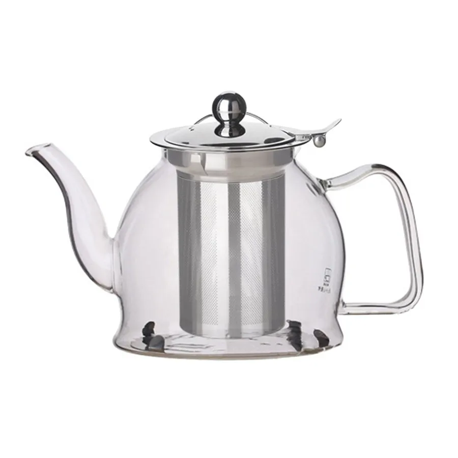 1000ml Thick Clear Borosilicate Glass Teapot Elegant