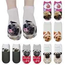 Новые модные носки с 3D принтом женские эластичные повседневные хлопковые короткие Носки с рисунком животных унисекс короткие носки с низким вырезом