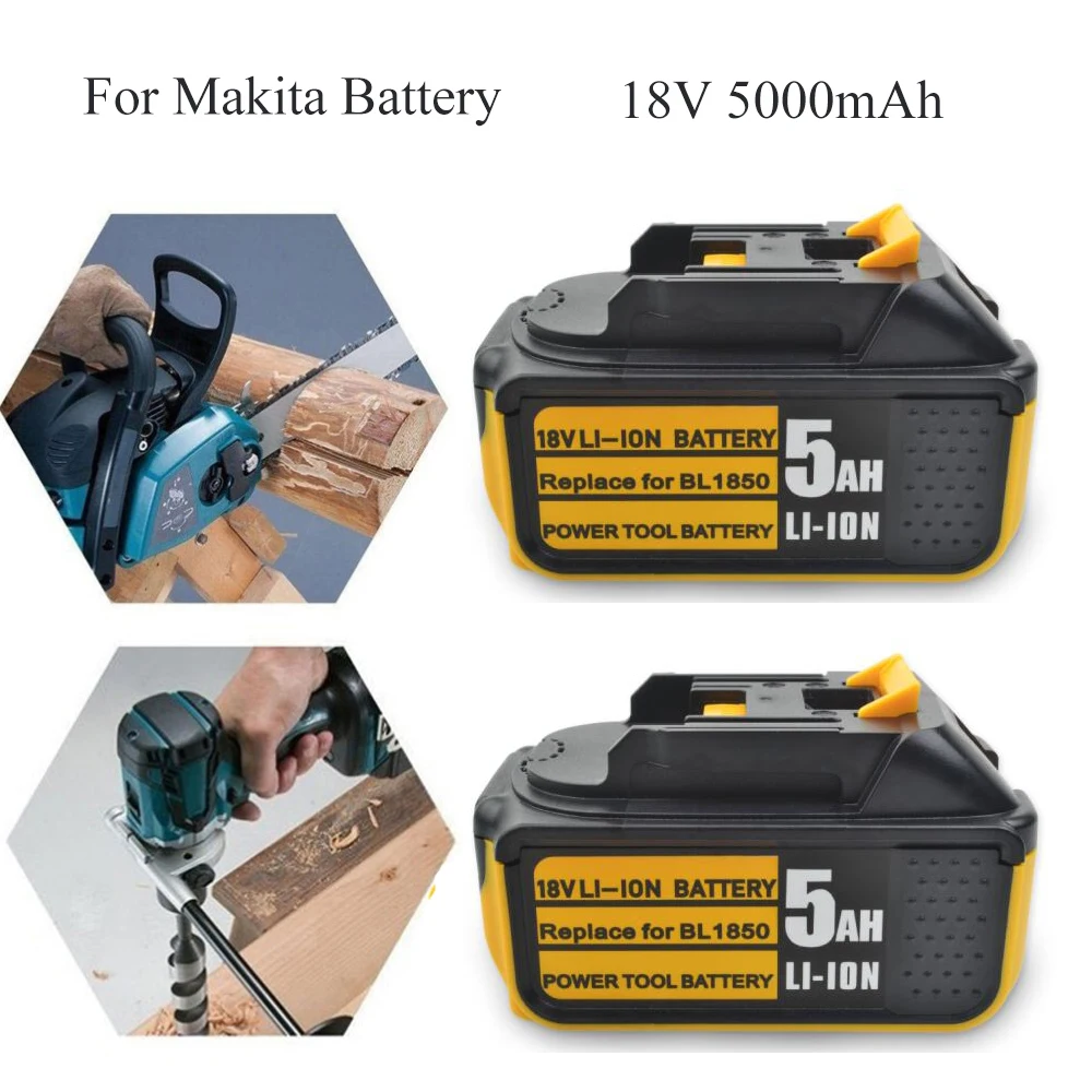 Литий ионный аккумулятор для Makita 18 в 5 Ач 5000 мАч 2 шт.|Перезаряжаемые батареи| |