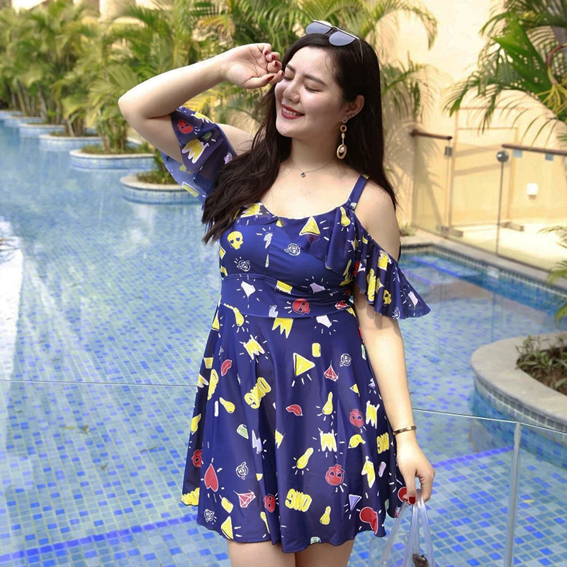 

2018 New Plus Size One Piece Swimwear Women Big Cup Chest Super Large Size Swimsuit Female High Waist 3XL-7XL Fat Bathing Suit