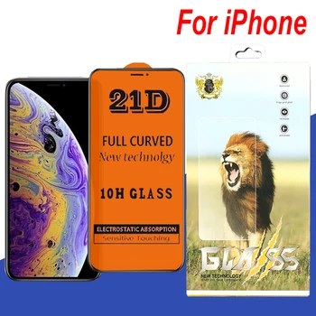 

50pcs 21D Full Cover Screen Protector Tempered Glass For iPhone 11 Pro Max XS XR X 8 7 6 6S Plus Printing Guard Film With New Package