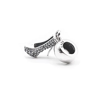 

ZMZY Authentic 925 Sterling Silver Charm Women High Heels Crystal Shoe Pendant Beads Snake chain Bracelets & Necklace Jewelry