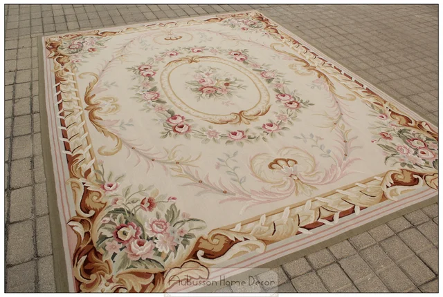 Free Ship 8x10 French Pastel Colors Aubusson Area Rug Wool Hand 8x10 French Pastel Colors Aubusson Area Rug Wool Hand Woven Carpet