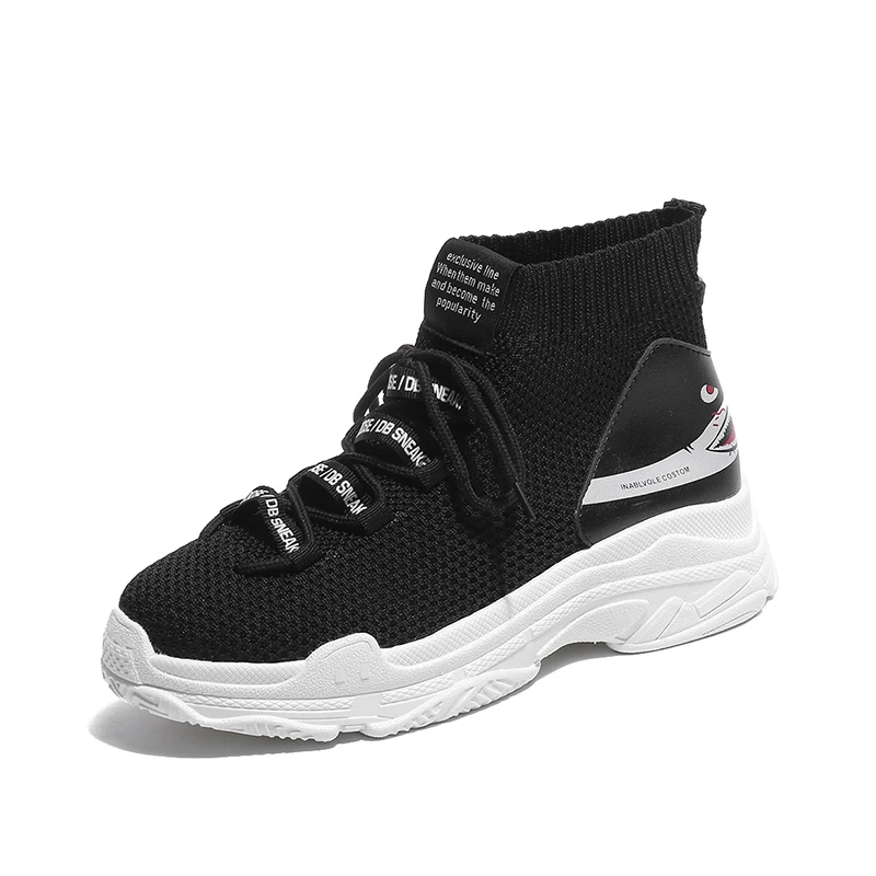 Размер 44, сетчатый Носок, женская обувь для бега, спортивная обувь до лодыжки, новинка, кроссовки для прогулок, женские, светильник, дышащие кроссовки для бега - Цвет: Black