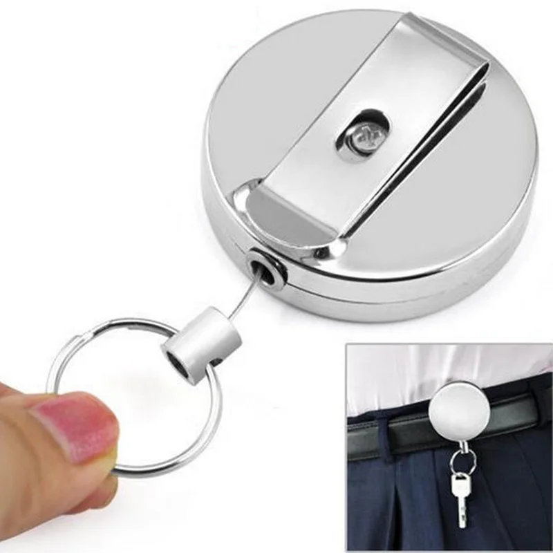 Pocket Retractable Key Holder Stainless Steel EDC Anti theft Keychain