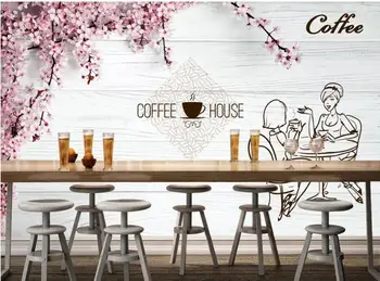 

Private custom coffee shop bar wood plank background wallpaper mural