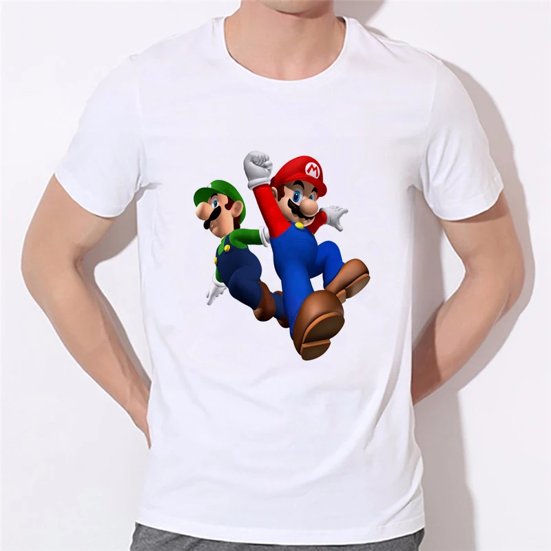 Designs Short Sleeve t shirt Fashion Super Mario Bros T Shirt Men Super