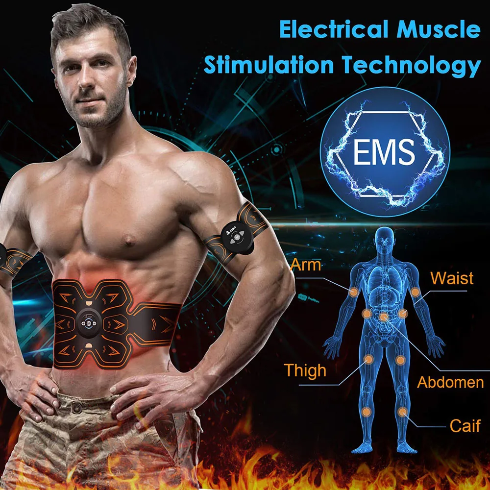 ABS Stimulator Muscle EMS Abdomen Muscle Trainer Toner Toning Belt Home Gym Office Fitness Equipment for AbdomenArmLeg (10)