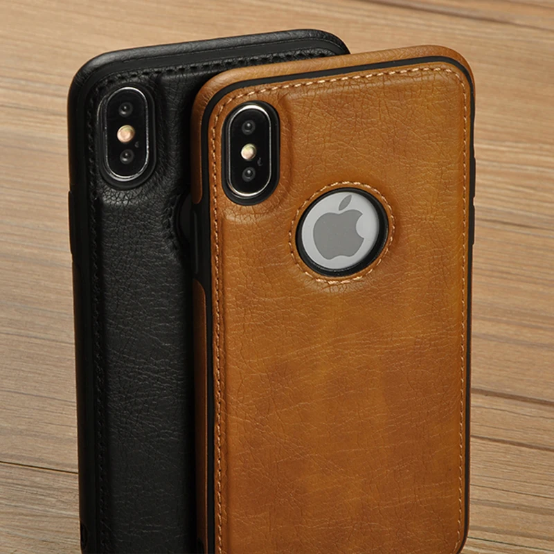 

Tikitaka Retro Leather Case For iPhoneX XS 6s 7 8 Plus Anti-knock Back Cover Soft TPU Business Shell Phone Case For Iphone XR XM
