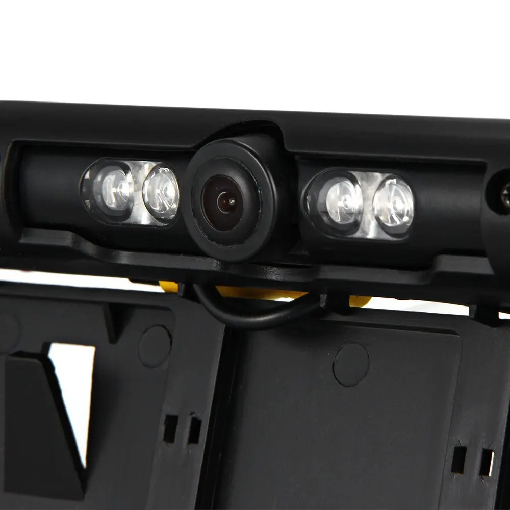 EU Car License Plate Frame Rear View Camera with Waterproof 4 Light Night Vision 170 Degree Viewing Angle for European Cars