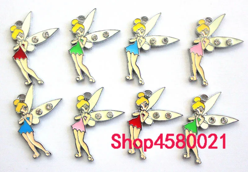 

New 50pcs Tinker bell mix Color cartoon design Metal Charms Pendants Jewelry Making DIY Accessories Party Favor gift #504