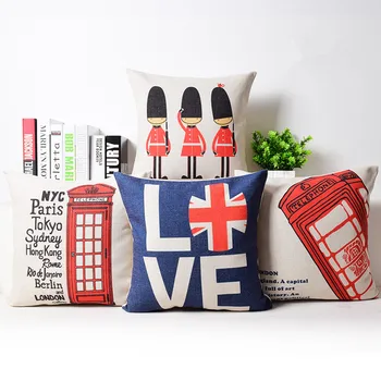 

Union Jack Bus telephone booth Home Decor cushion Linen cotton pillow sofa cushions decorative Throw Pillow free shipping