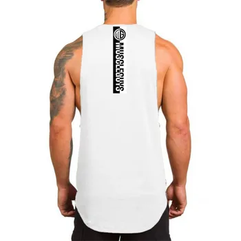

Men's sports running vest fashion printed cotton body shaping shirt bodybuilding sleeveless T-shirt