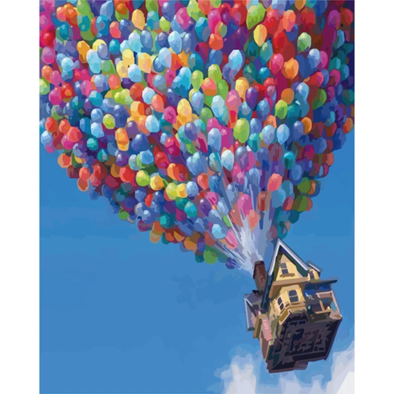 Full Square/Round Diamond Painting Cartoon Ballon House Embroidery Cross Stitch Mosaic Picture Of Rhinestone Decor | Дом и сад