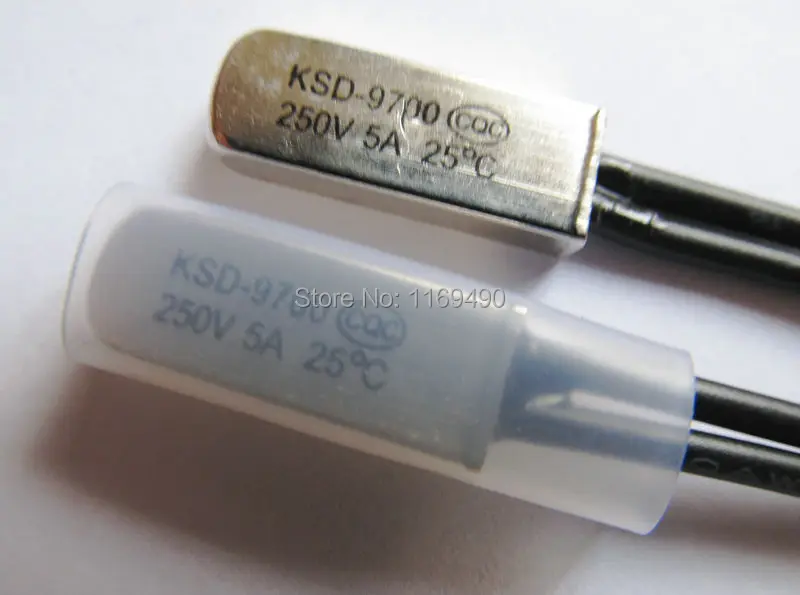 

10pc / lot KSD9700 NC 25C 250V 5A 25 degree Thermostat Temperature Thermal Protector Normally Closed Switch Bimetal Disc + cable