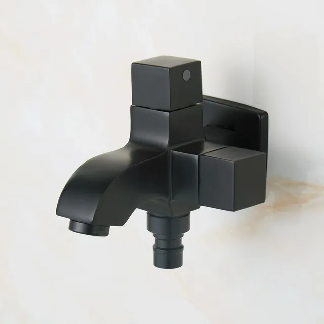 Us 28 9 32 Off Bib Faucets Retro Black Br Wall Mounted Bathroom Washing Machine Faucet Mop Sink Tap Double Use Outdoor For Garden In