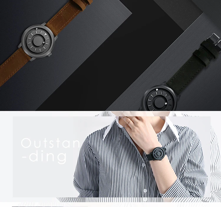 Часы с магнитным шаром, уникальный дизайн, кварцевые, инновационные, Роскошные, водонепроницаемые, мужские наручные часы,, EOEO