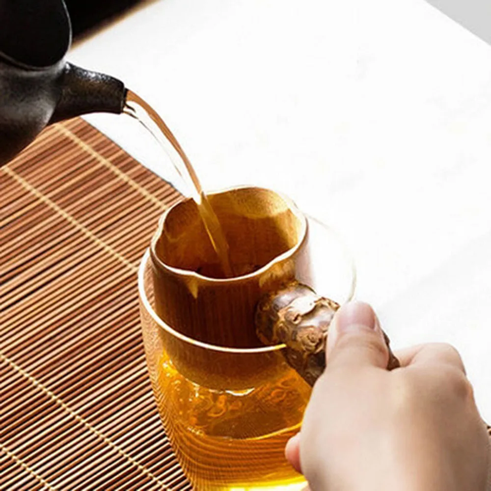 Натуральный Бамбуковый Чайный фильтр ситечко с кружка для пива с ручкой аксессуары