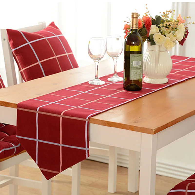 English Style 2 Color Pure Cotton Plaid Table Flag Cloth Dust Cover End Of Bed Table Runner Hotel Home Dinner Table Cloth Decor English Style 2 Color Pure Cotton Plaid Table Flag Cloth Dust Cover End Of Bed Table Runner Hotel Home Dinner Table Cloth Decor