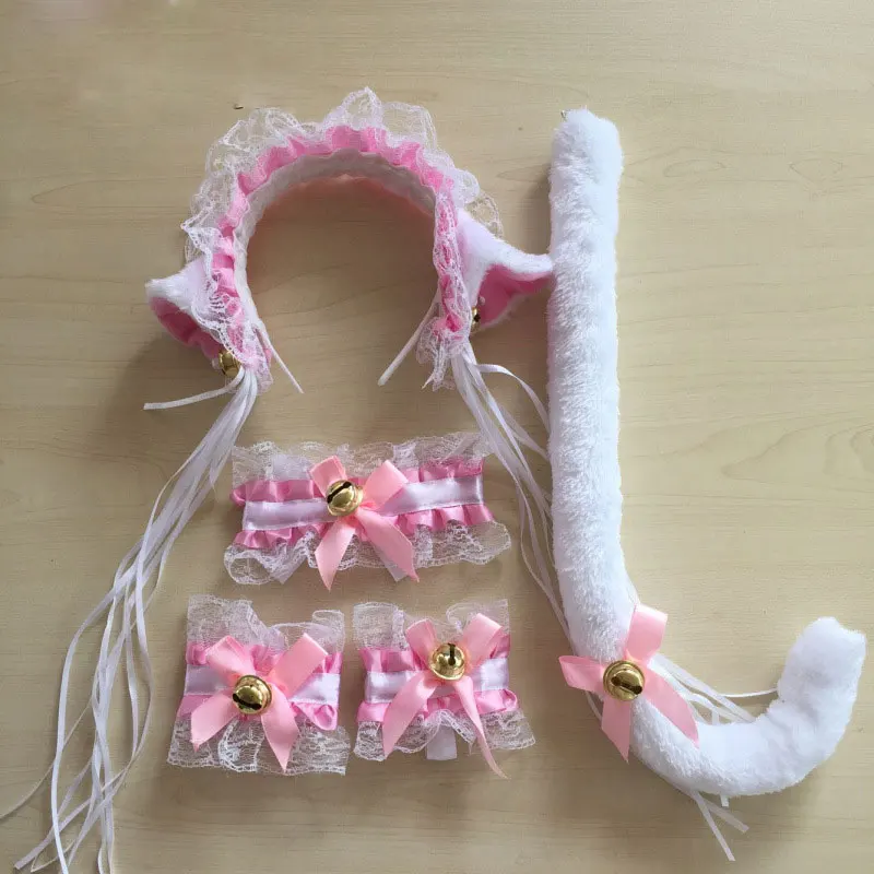 LOVELIVE Cospaly 5 шт./компл. милые кошачьи перчатки с вышивкой кружевные уши + хвост