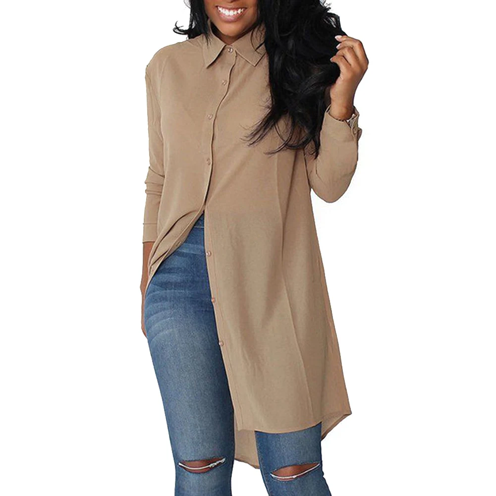 Plus Size Womens Blouses Fashion Autumn 2018 Black Long