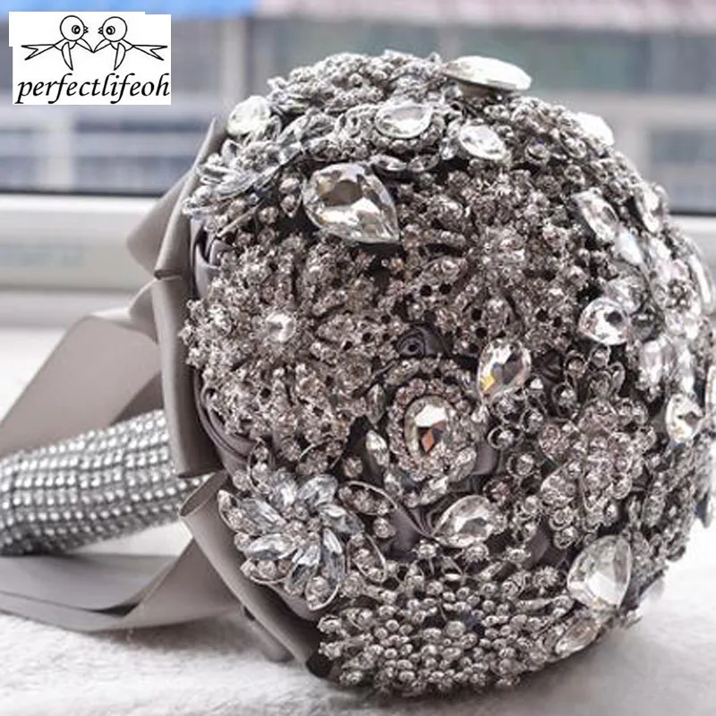 

perfectlifeoh wedding bouquet Top Quality Luxury silver gray whole bride bride holding flowersBridal Bouquets