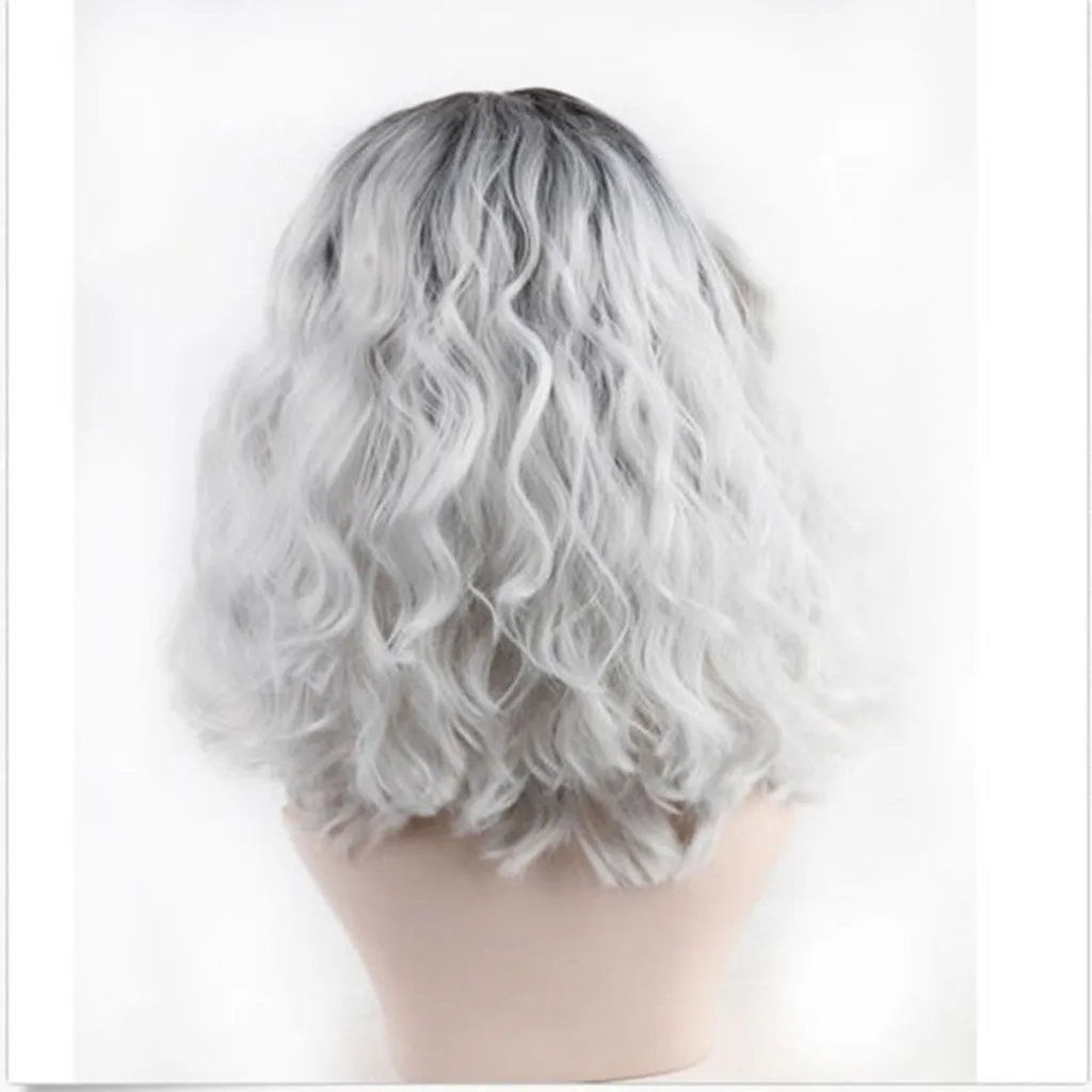 Бмтт натуральный смешанный цвет серый градиент короткие кудрявые волосы синтетический парик для женщин Полный Парики волос парики женщина кудрявые волосы