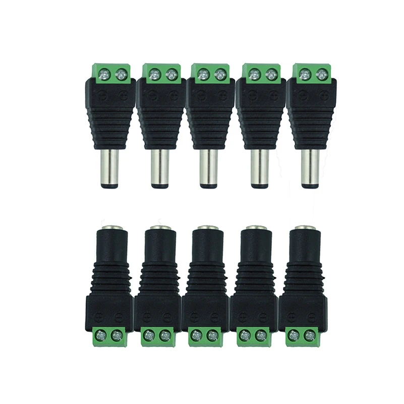 

25pcs Female and 25 pcs Male DC connector 2.1*5.5mm Power Jack Adapter Plug Cable Connector CCTV Camera Accessory