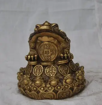 

Free shipping chinese fengshui bronze Brass Wealth money Golden Toad frog beast lucky statue