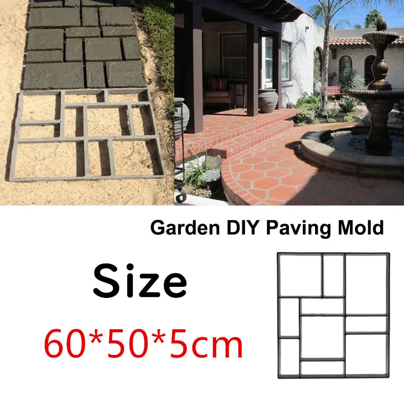 

60x50x5 cm(23.6x19.7x2 inch) Plastic Cement Mold Driveway Paving Path/Border Maker Mold Garden DIY Tool Concrete Stepping Mould