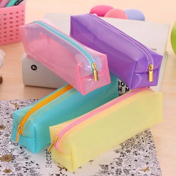6 Candy colors pencil bag zipper pencil stationery bags cute school
