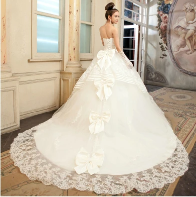 2014 Real Natural Mermaid Wedding Dress Luxury Big Train Bandage