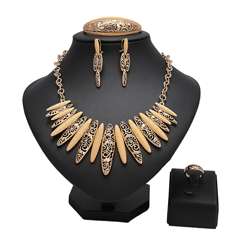 Allah Set Earring Chain Necklace Vintage Jewelry yellow Gold Color