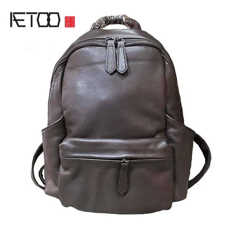 

AETOO 2019 first layer cowhide female Korean version of the tide new casual fashion simple cowhide leather travel backpack