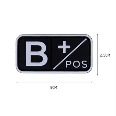 Спортивные черные сувениры 3D ПВХ A+ B+ AB+ O+ Положительный A-B-AB-O-отрицательный Тип крови группа патч тактический боевой значок - Цвет: B1