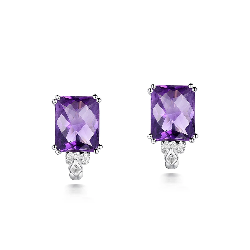 Женские серьги Клипсы из серебра 925 пробы с аметистом|clip earrings|earrings 925earrings for |