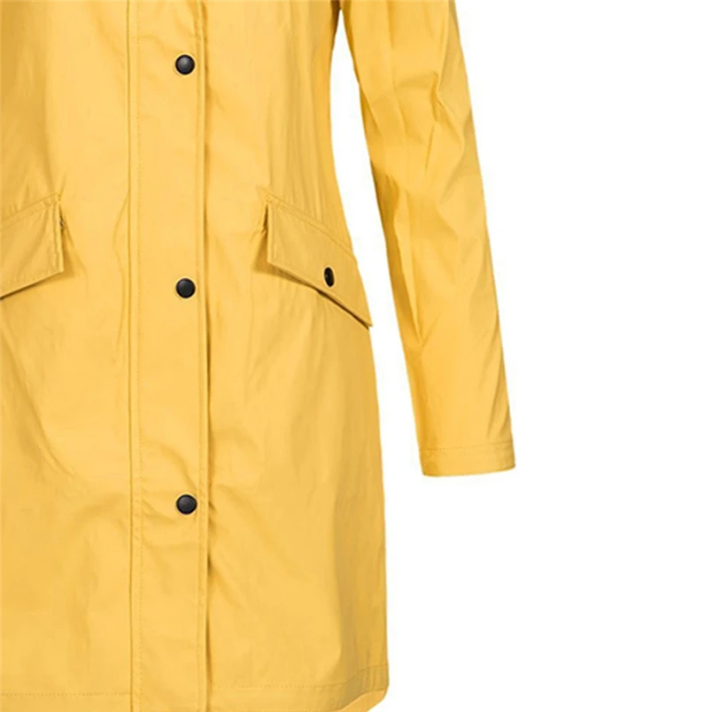 Women Jacket Fashion Cloth Casual Coat Solid Rain Jacket Outdoor Hoodie Waterproof Long Coat Windproof Overcoat #FS#4NV01 (2)
