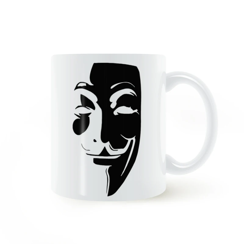V for Vendetta Anonymous Guy Fawkes Mask Mug Coffee Milk Ceramic Cup