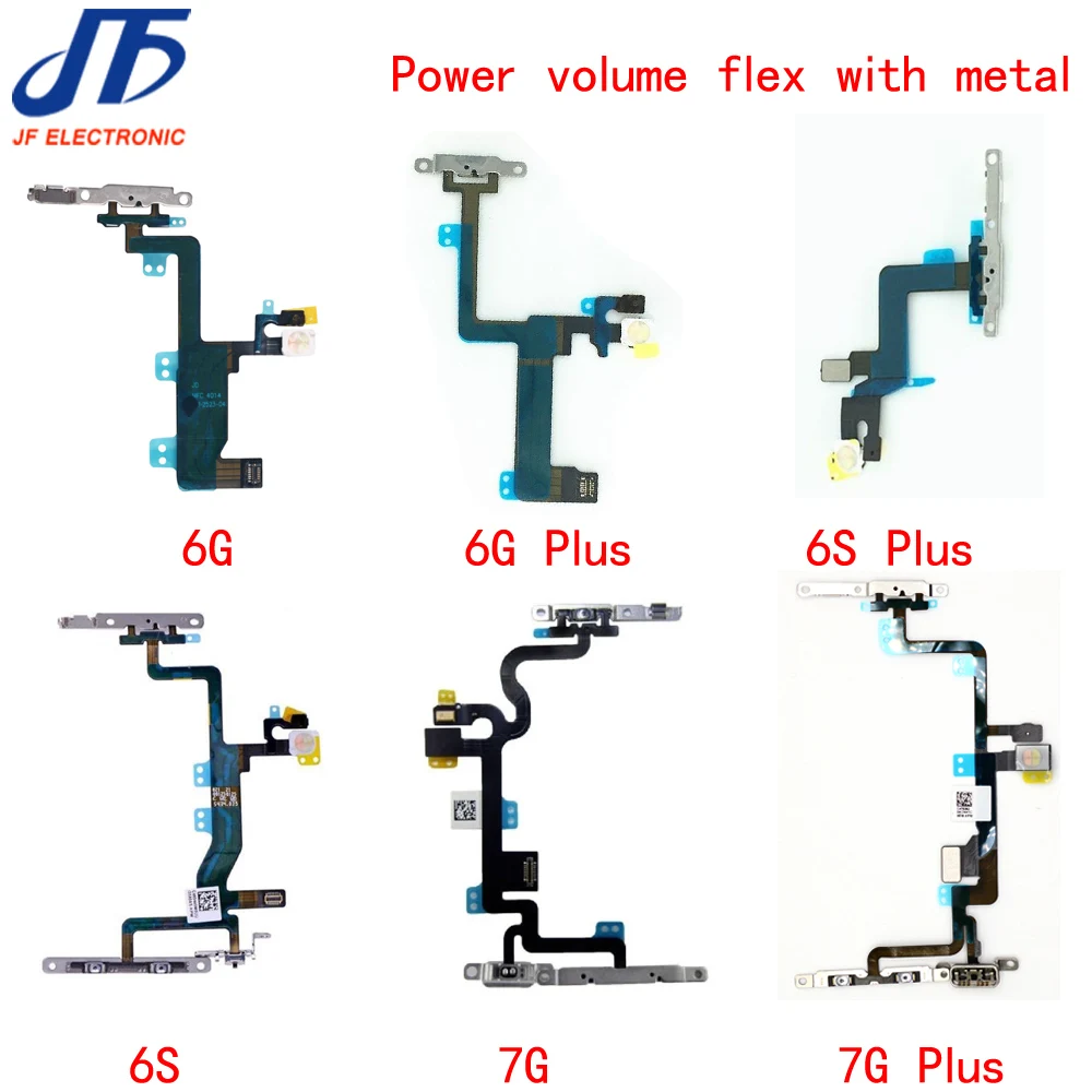 

10pcs Power Flex Cable Replacement for iPhone 6G 6 plus 6s 6 S plus 7g 7plus On Off volume Button With Metal Bracket Parts