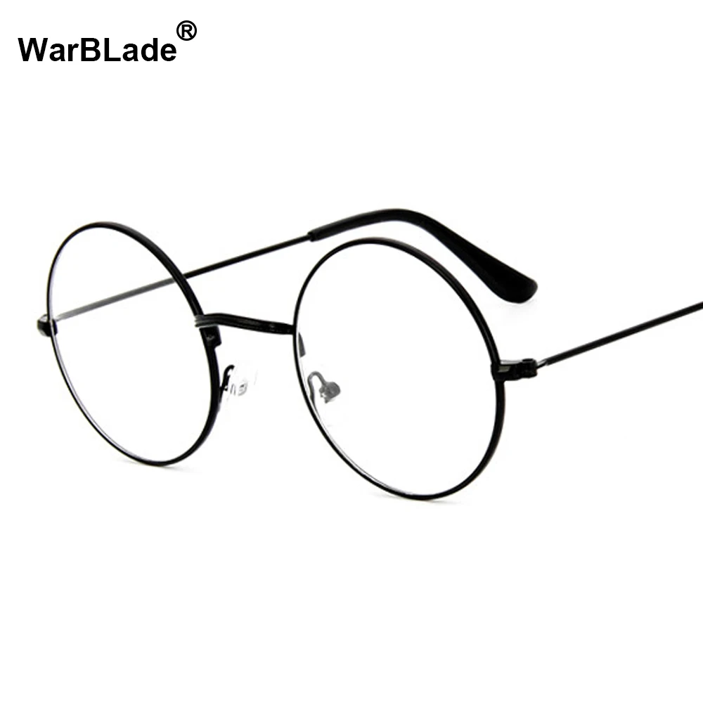 

Women Vintage Glasses Frame Plain Mirror Big Round Metal Optical Frame For Girl Eyeglass Clear Lens feminino de grau WarBLade