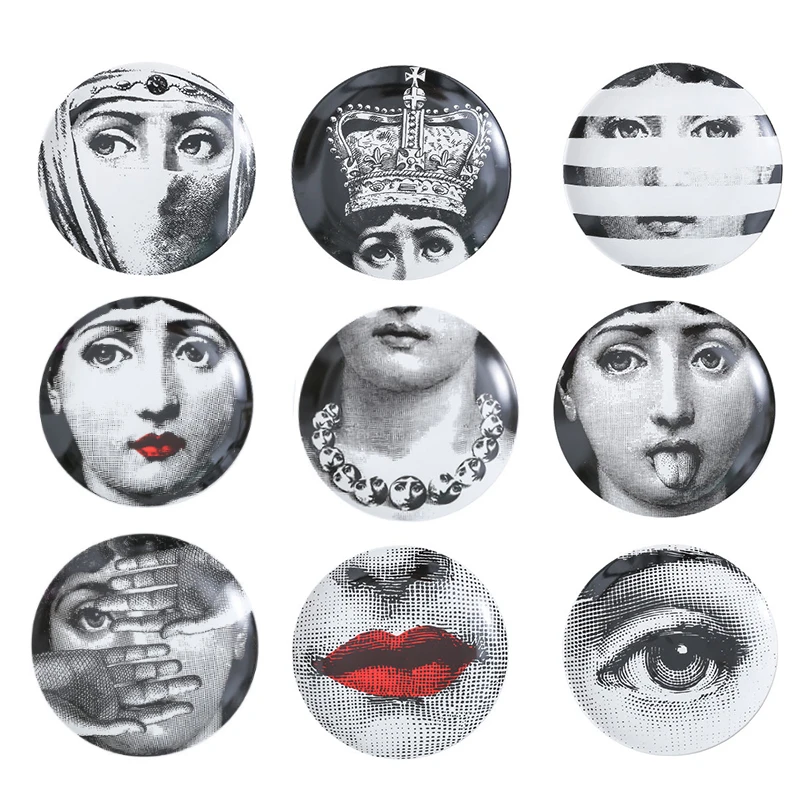 

Fornasetti Plate Fashion Element Home Decoration Bedroom Kitchen Living Room Accessories New House Ceramic Artistic Dish Craft