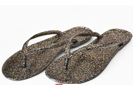 black glitter jelly sandals