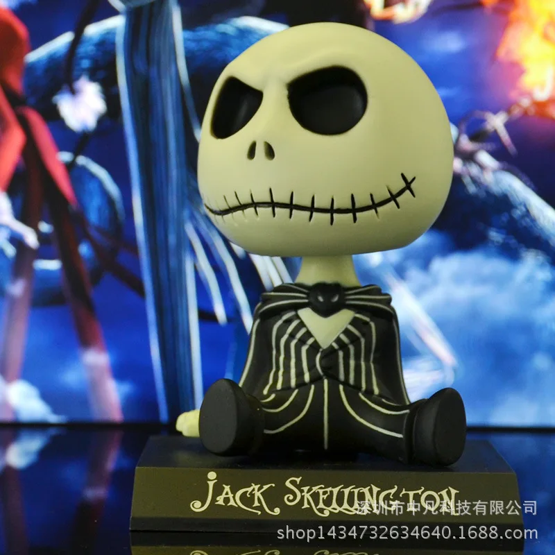

10cm The Nightmare Before Christmas jack Wacky Wobbler Bobble Head PVC Action Figure Model Toy Car decoration