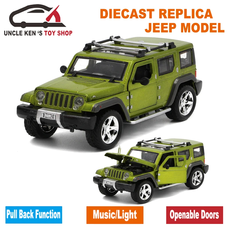  15Cm length Diecast Jeep Wrangler Model Cars Replica Metal Toys With Functions For Children As Gift