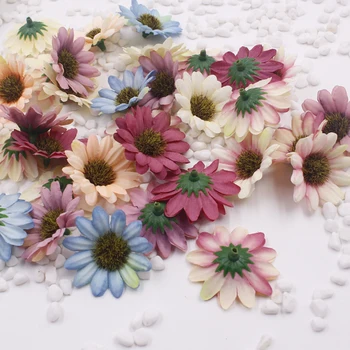 

100pcs/bag artificial flowers silk flowers mixcolor Daisy Flower Heads Wedding car Decor DIY fake flowers flores artificiales