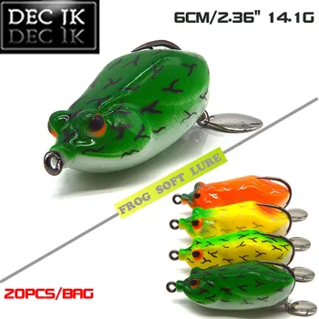 

Hollow Snakehead Frog Soft Lures Bells Sound 6cm 16G For Fishing Lot Saltwater 20PCS 3D Eyes Top Water Fake Artificial Bait Set