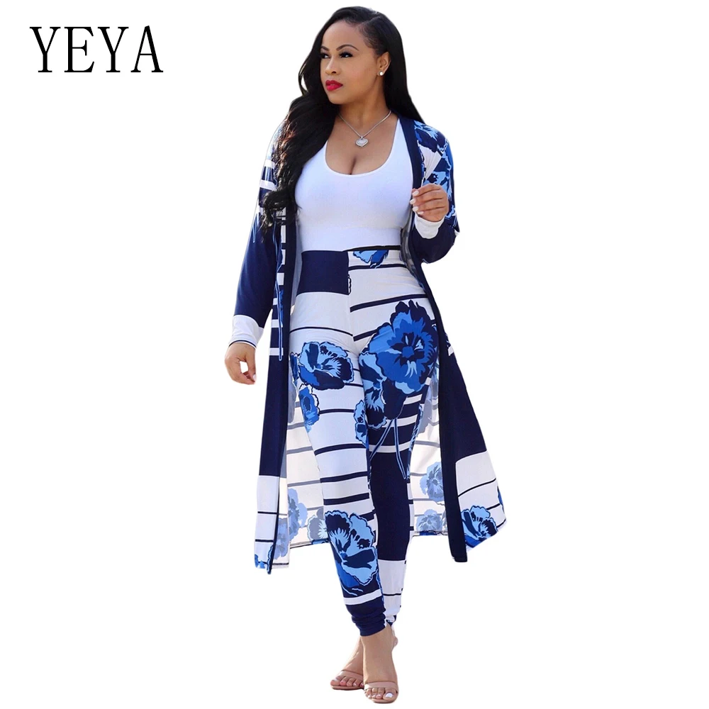 YEYA Women Two Piece Outfits Print Jumpsuits Rompers Long Sleeve Elegant Bodycon Jumpsuit Casual Work Wear Female Party Overalls