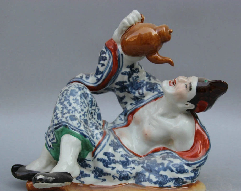 12&quot Chinese Color Wu Cai Porcelain Ly Chai Mad Ji Gong Succour Kid Monk Statue | Дом и сад
