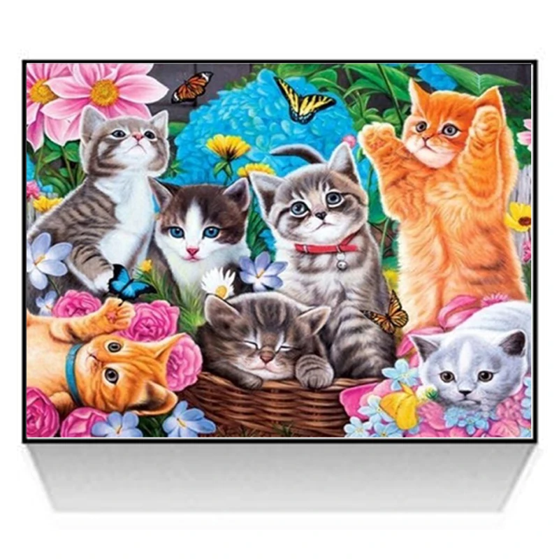 

5d-Diamond-Painting Cat Diamond Embroidery Animal Diamond Cross Stitch American Style Round Resin Pictures Home Decor painting