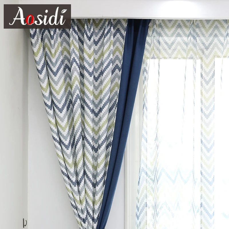 Современные синие вышитые шторы для гостиной, роскошный цветной тюль+ занавески для спальни, на окно, готовые Детские занавески, ткань - Цвет: Navy Blue Tulle